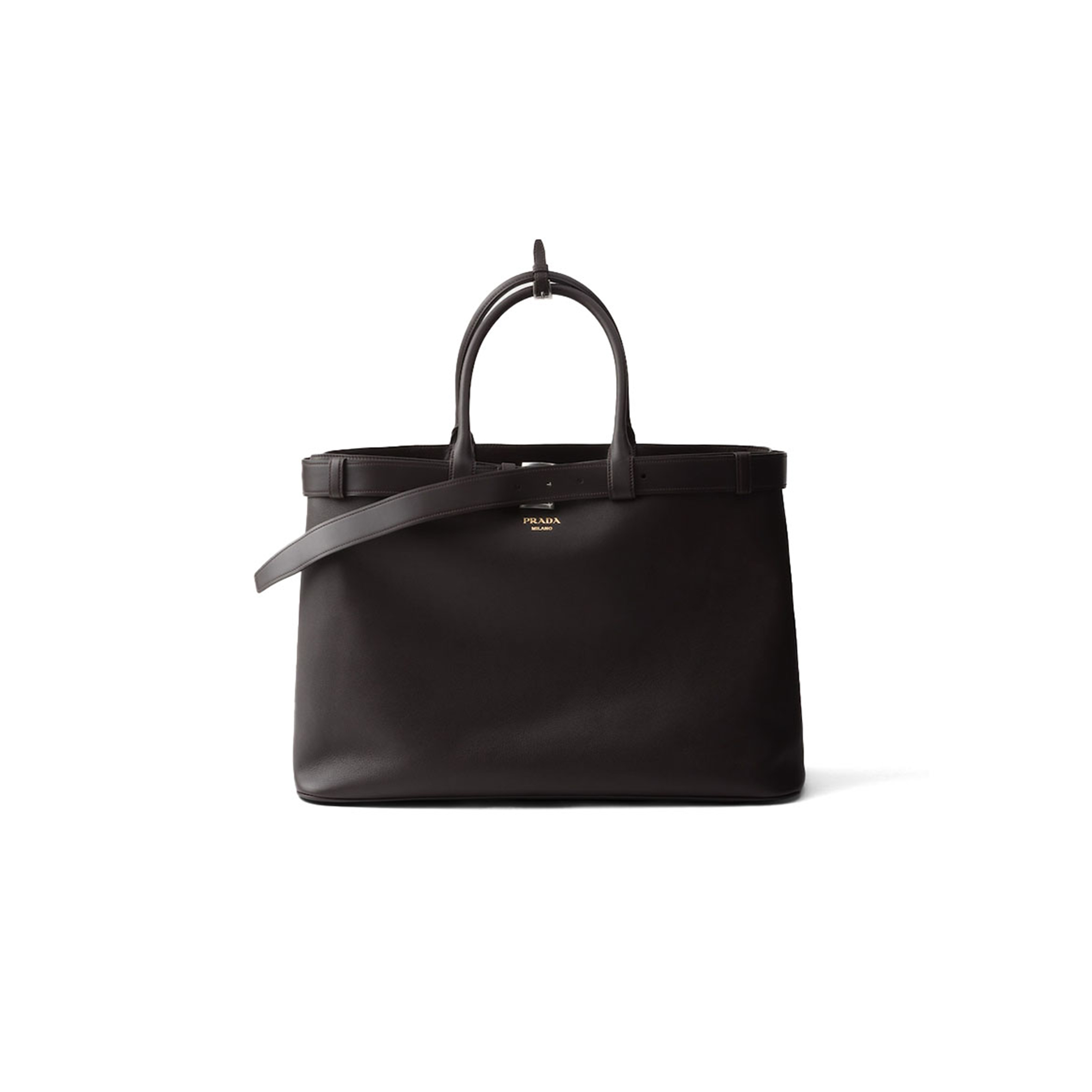 Pra*a buckle leather bag with belt 2vg126 (48*34*18cm)